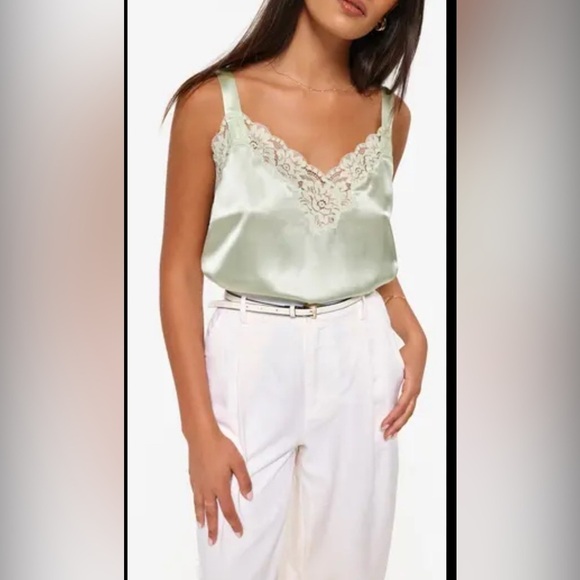 Tops - Y2K LACE CAMI TOP MINT GREEN SIZE XS